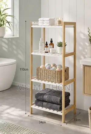 4-Tier Bamboo Bathroom Rack