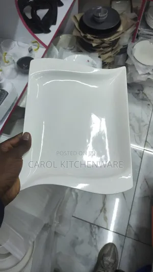 6 PC Porcelain Dinner Plate / 6 PC Wavy Square Dinner Plate