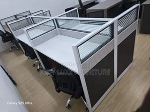 4-Seater Grey Office Workstation