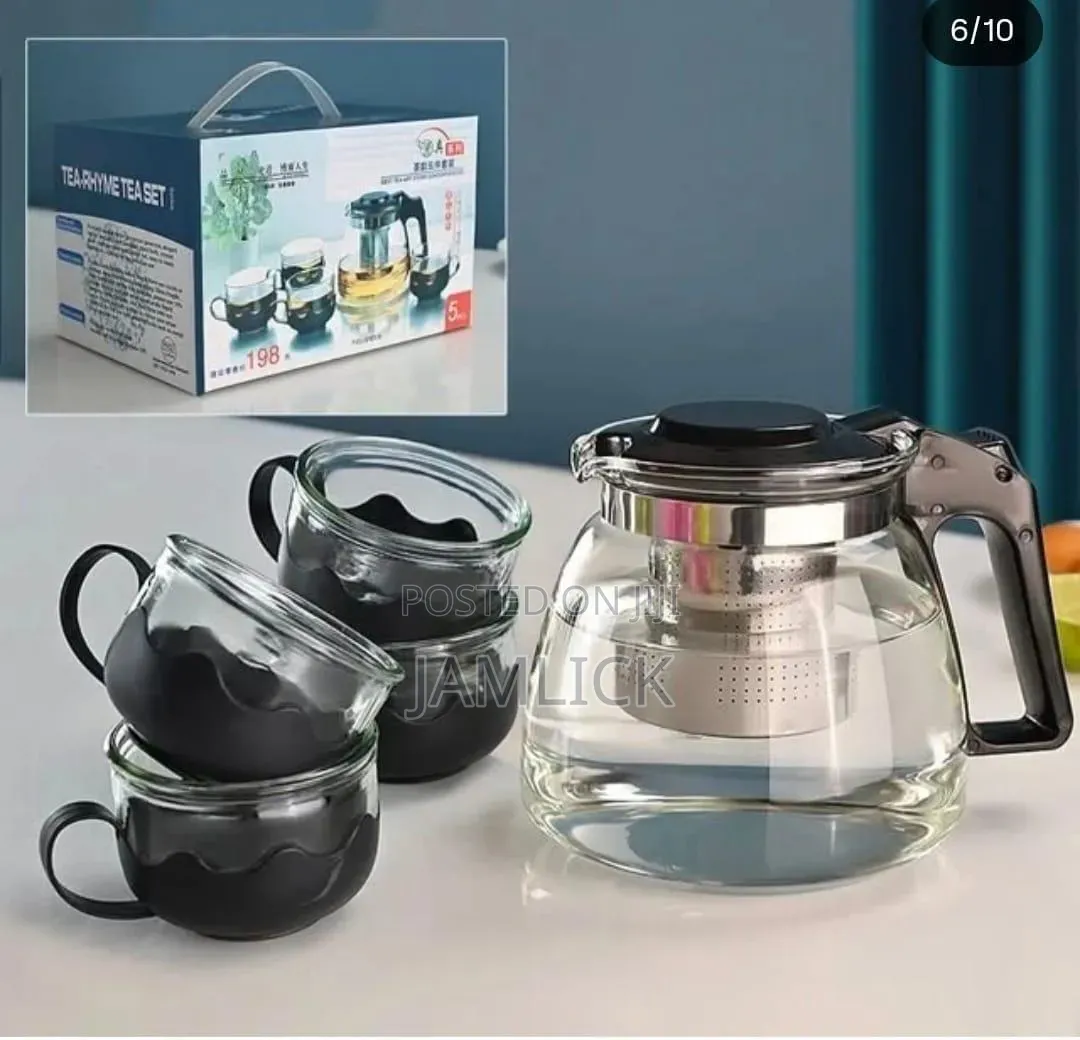 5pcs Transparent Heat-Resistant Glass Infuser Tea Set - Jy