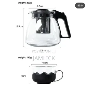 5pcs Transparent Heat-Resistant Glass Infuser Tea Set - Jy