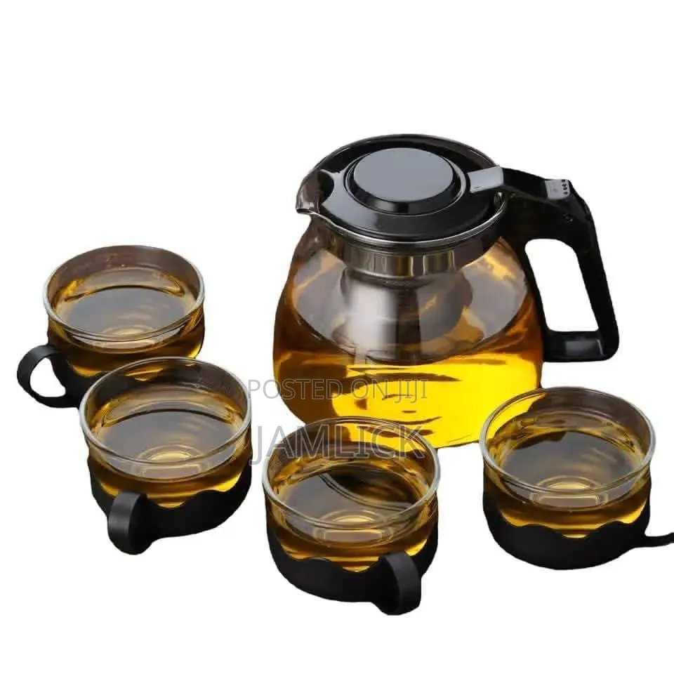 5pcs Transparent Heat-Resistant Glass Infuser Tea Set - Jy