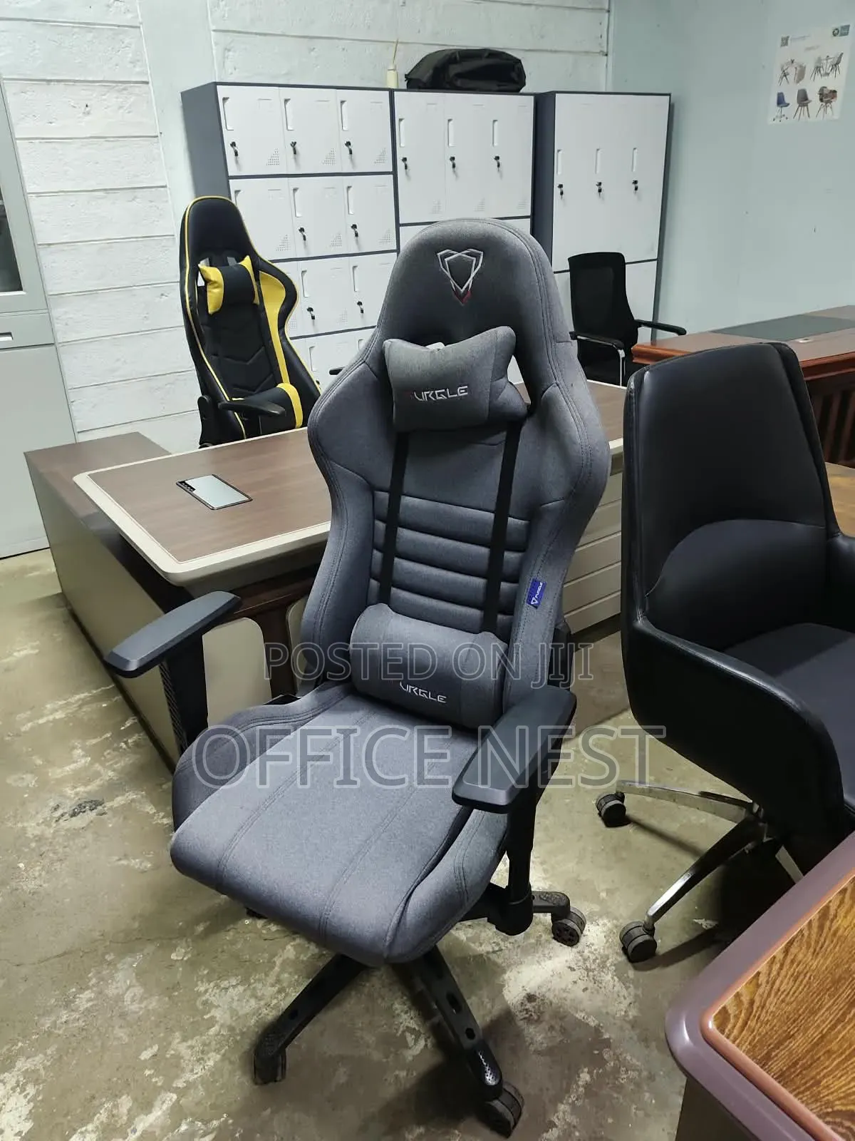 Grey High Back Reclining Chair With Lumbar Neck Support