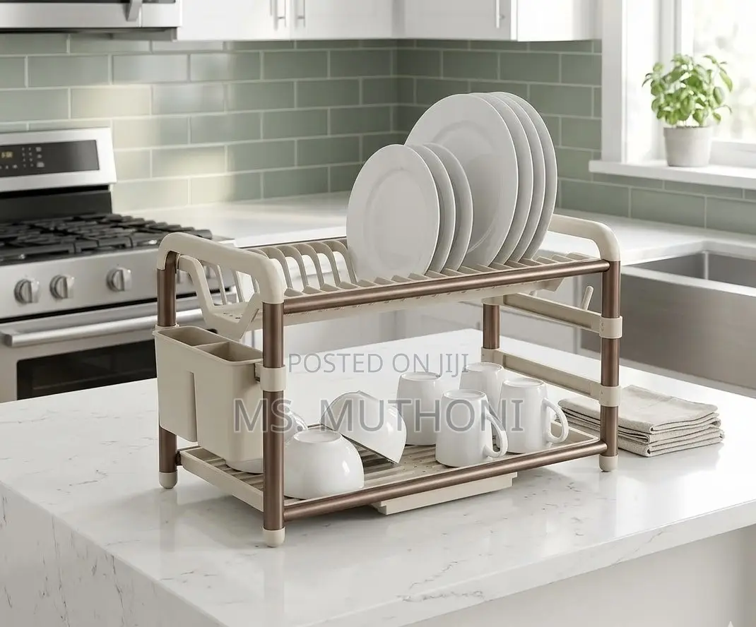 2-Tier Aluminum Dish Drying Rack With Drainer*
