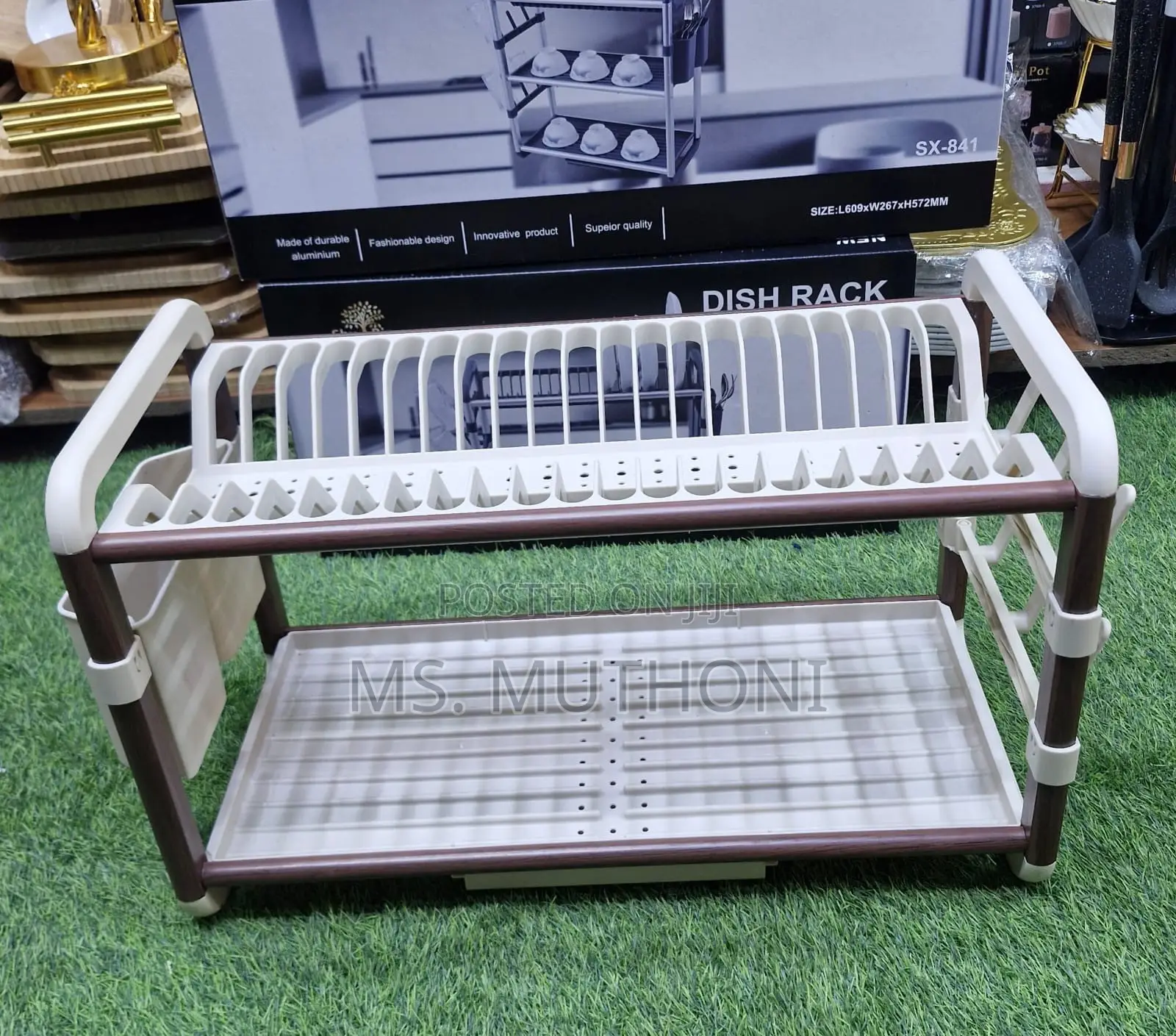 2-Tier Aluminum Dish Drying Rack With Drainer*