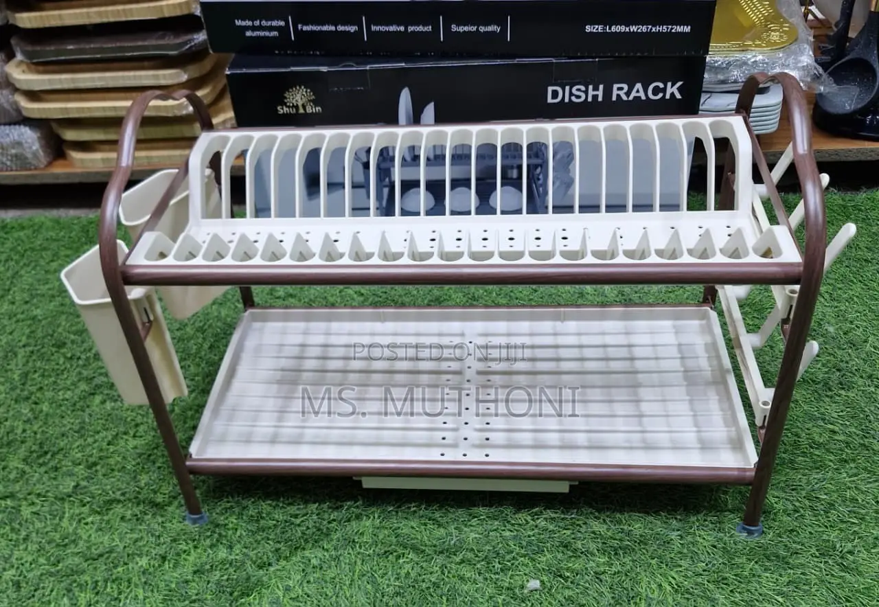 2-Tier Aluminum Dish Drying Rack With Drainer*