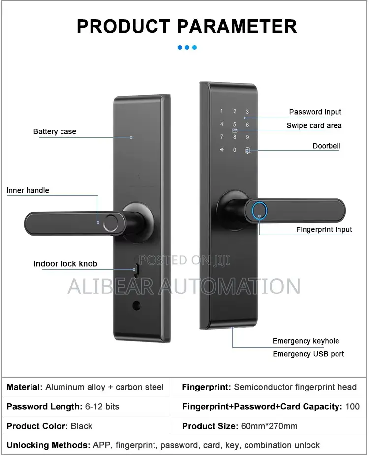 Wifi Smart Door Lock App/Biometric/Fingerprint/Password/Doorbell/Alarm
