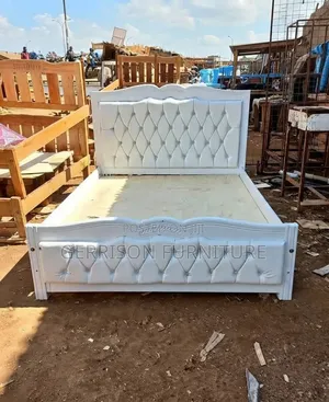 Elegant 5x6 White Painted Wooden Bed Frame