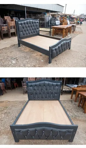 5 by 6 (Queen Size) Dark Grey Painted Wooden Bed Frame