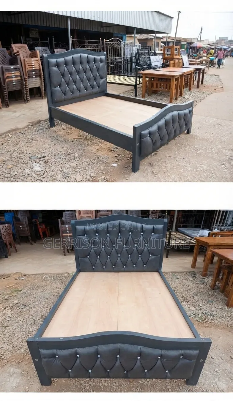 5 by 6 (Queen Size) Dark Grey Painted Wooden Bed Frame