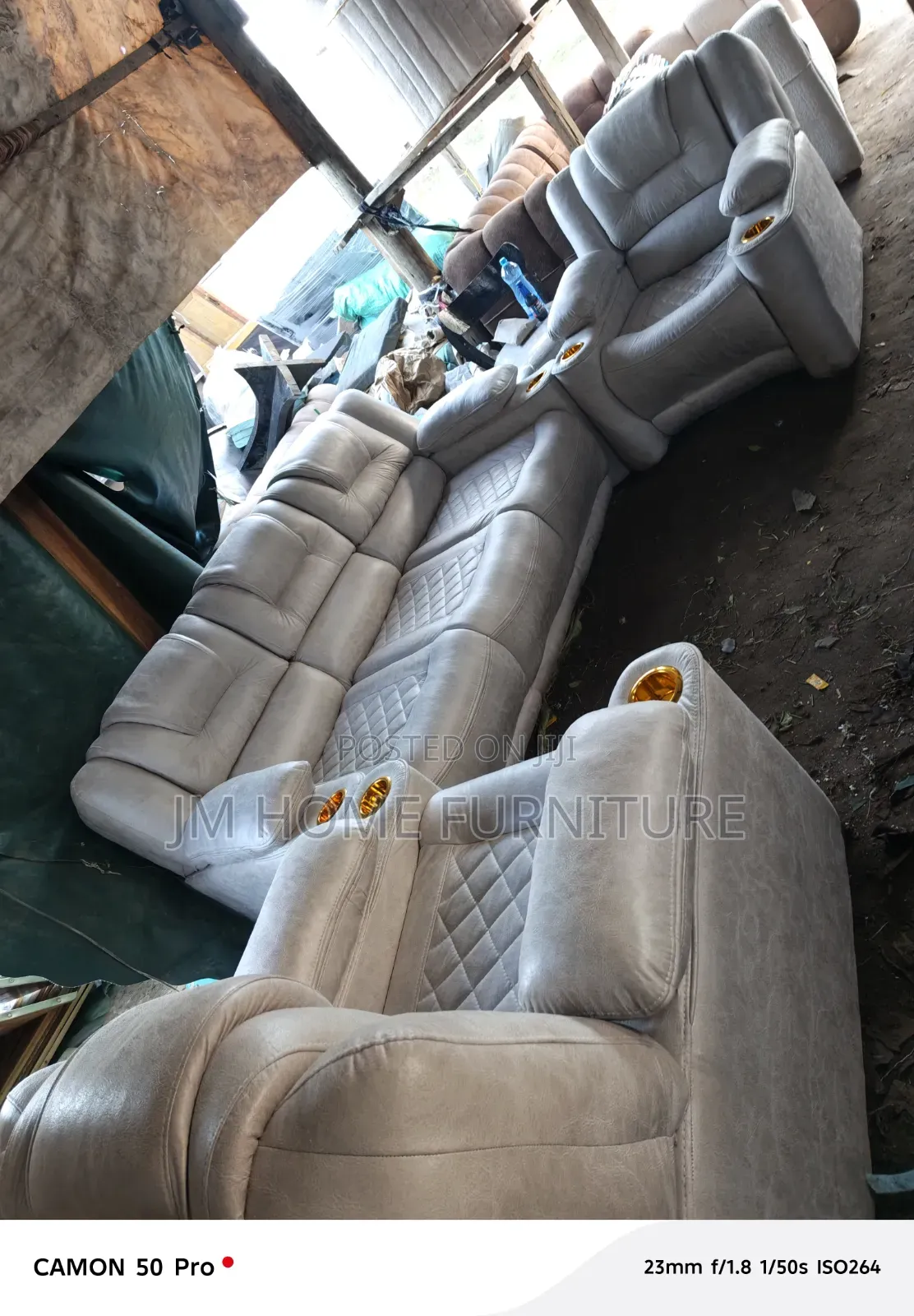 Faiber Semi Recliner Sofa 5 Seator Cream Colour