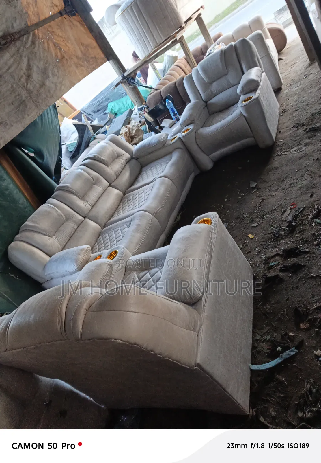 Faiber Semi Recliner Sofa 5 Seator Cream Colour