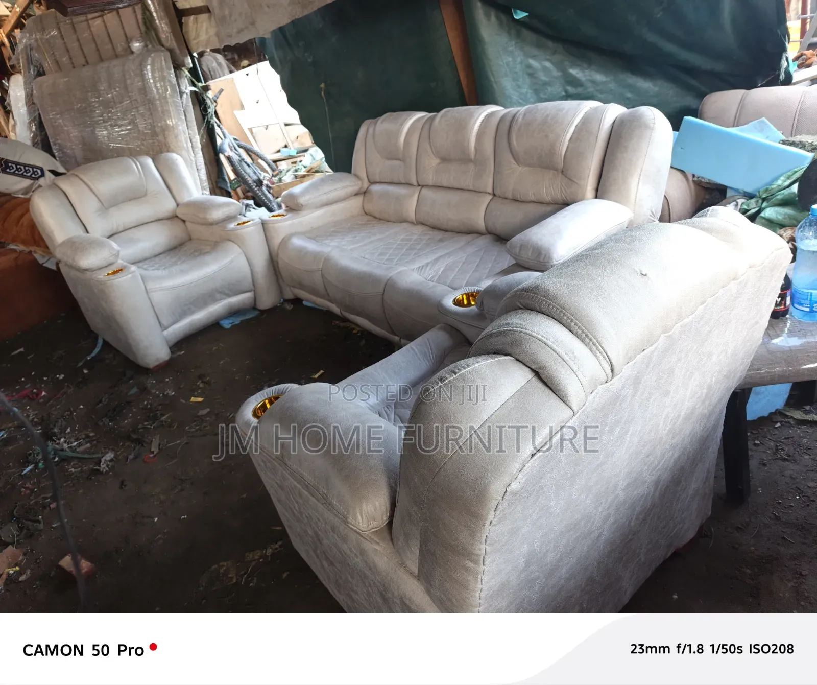 Faiber Semi Recliner Sofa 5 Seator Cream Colour