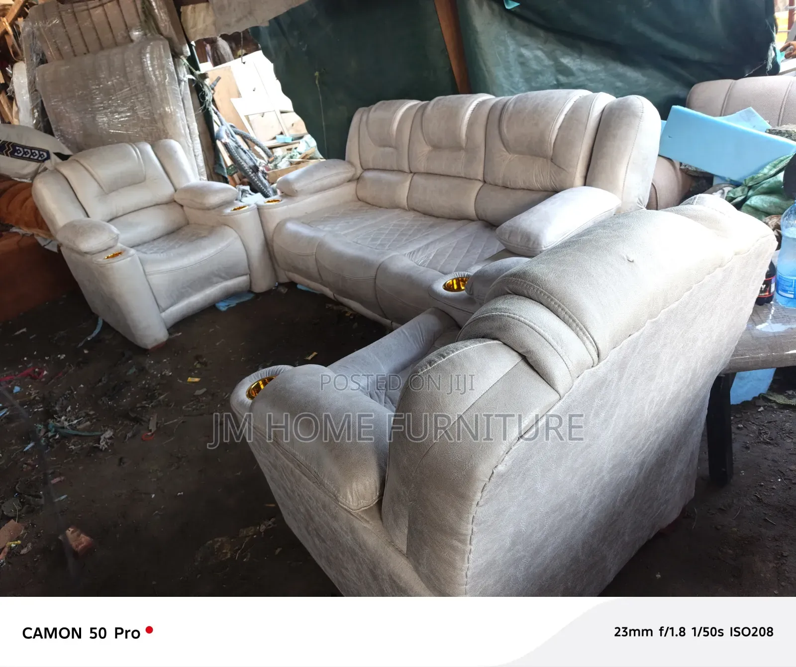 Faiber Semi Recliner Sofa 5 Seator Cream Colour