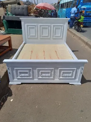 5by6 Pure Wooden Bed Frame With Box Panel Design