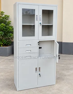 Cabinet
:Modern Steel Office Filing Cabinet With Glass Doors