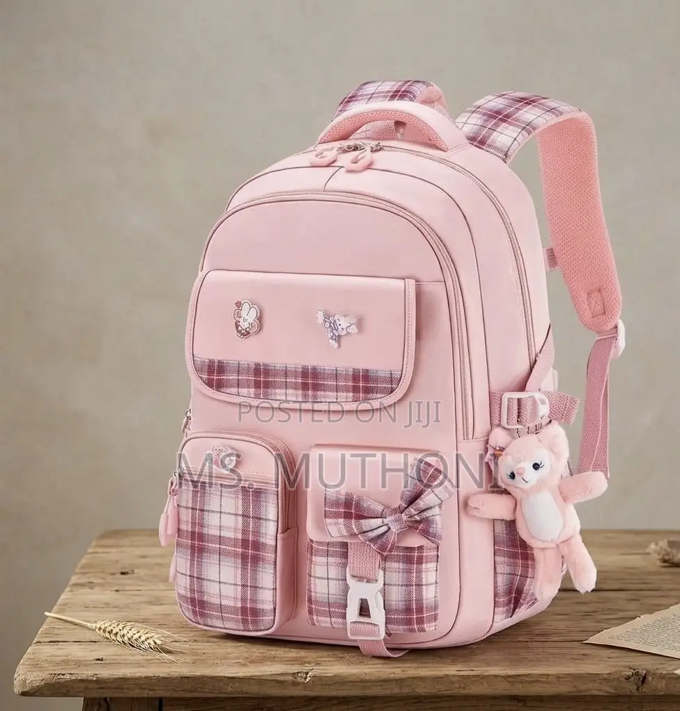Girls Pink Preppy Plaid Backpack
