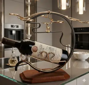Gilded Crescent Wine Rack