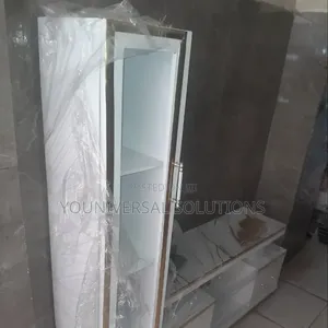 Executive Extended TV Stand With Marble Coating and Shelf