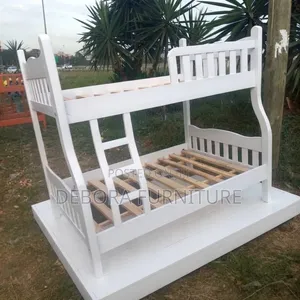 Artisan-Crafted Coastal White Twin Bunk Bed , Integrated Corner Ladder