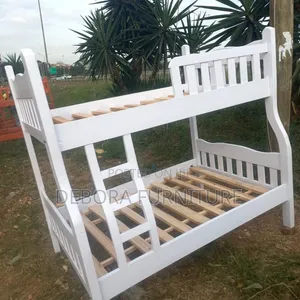 Artisan-Crafted Coastal White Twin Bunk Bed , Integrated Corner Ladder