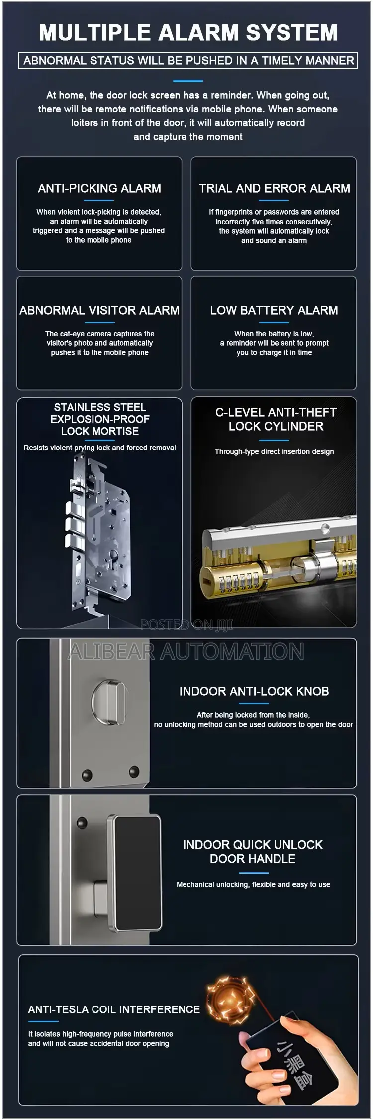 Wifi Smart Door Lock App/Face/Biometric/Fingerprint/Pasword/Bell/Alarm