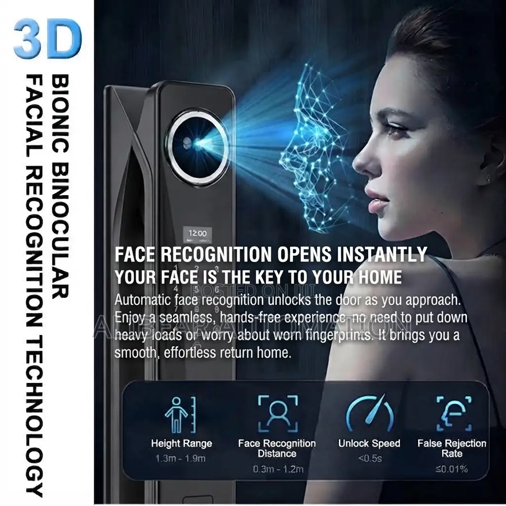 Wifi Smart Door Lock App/Face/Biometric/Fingerprint/Pasword/Bell/Alarm