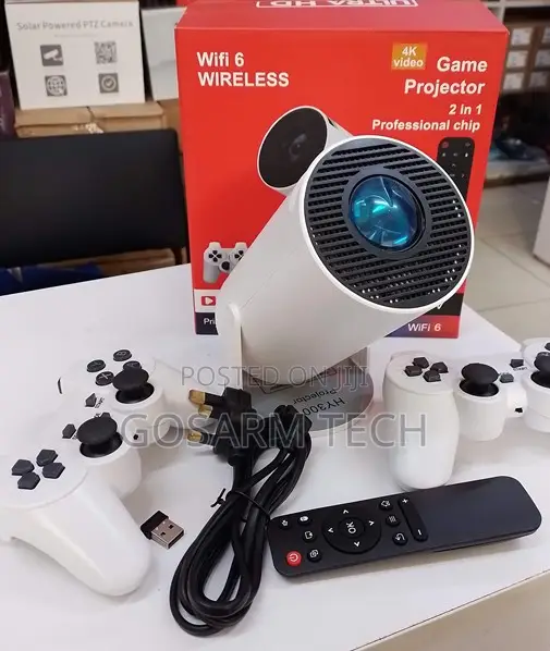 HY300 Pro Gaming Projector With Dual Controllers, Android Smart System