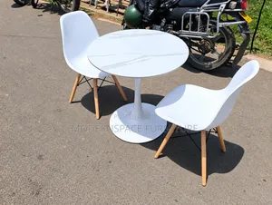 Modern White Round Café Table With Chairs