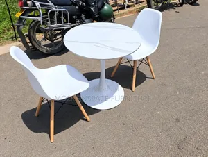 Modern White Round Café Table With Chairs