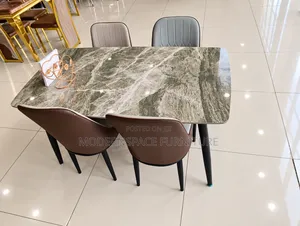 Modern Marble Dining Table With 4 Stylish Chairs