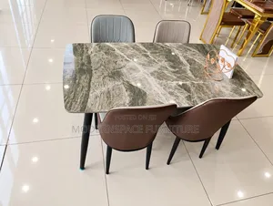 Modern Marble Dining Table With 4 Stylish Chairs