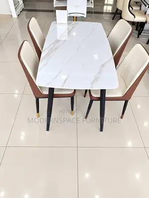 Modern 4-Seater Marble Dining Table Chairs