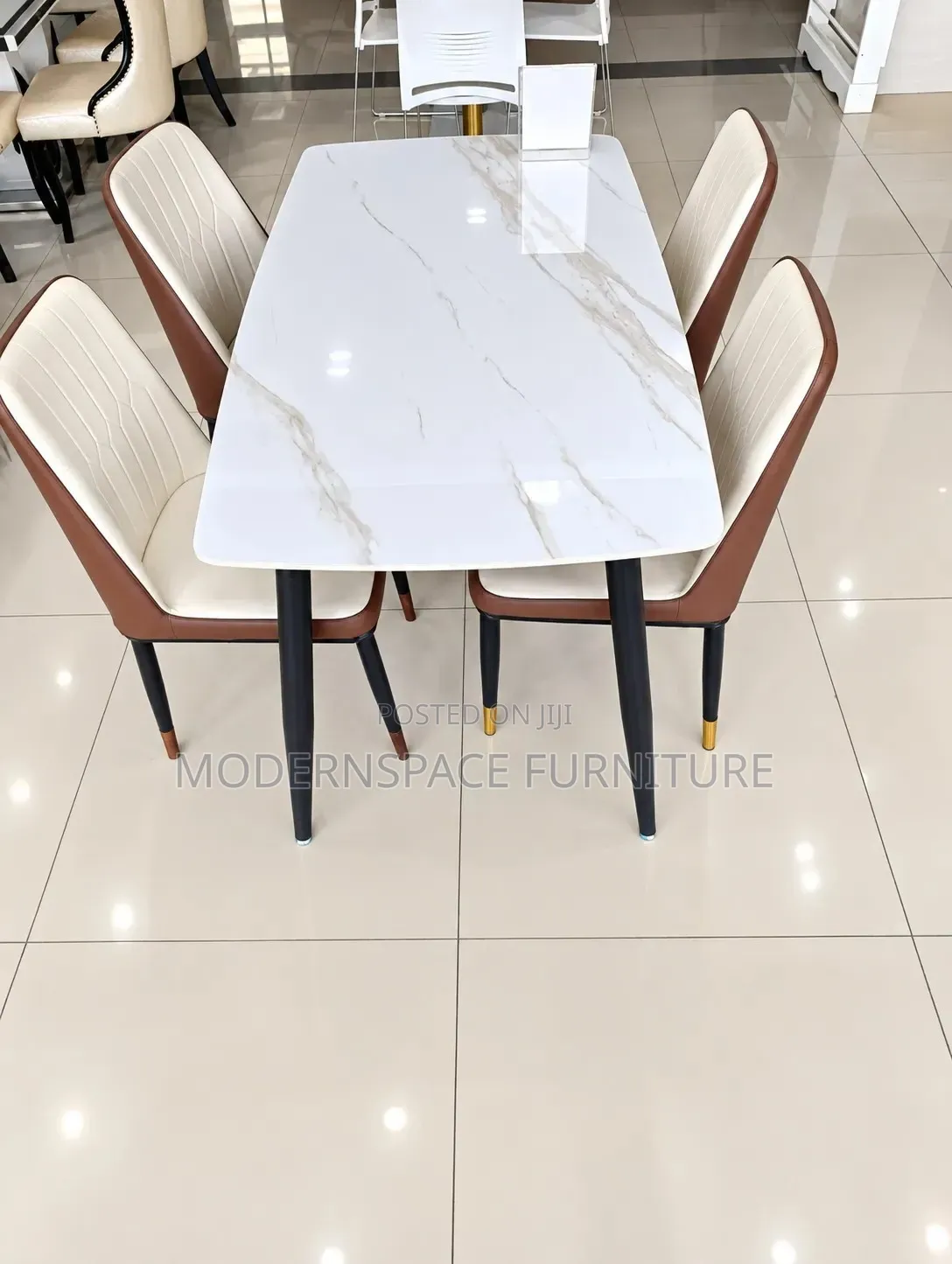 Modern 4-Seater Marble Dining Table Chairs