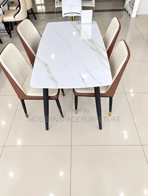 Modern 4-Seater Marble Dining Table Chairs