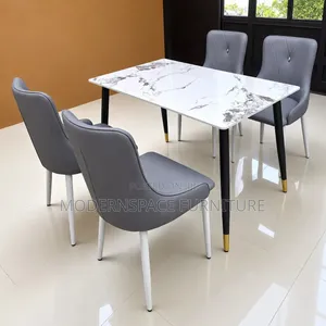 TModern Marble Dining Table With 4 Stylish Chairs