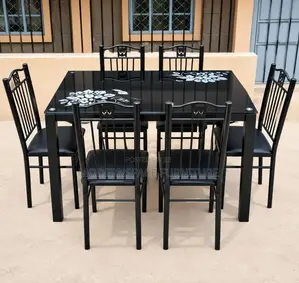 Modern 6 Seater Glass Dining Table Set