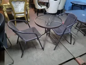 Outdoor Patio Table 2 Chairs Set – Glass Top