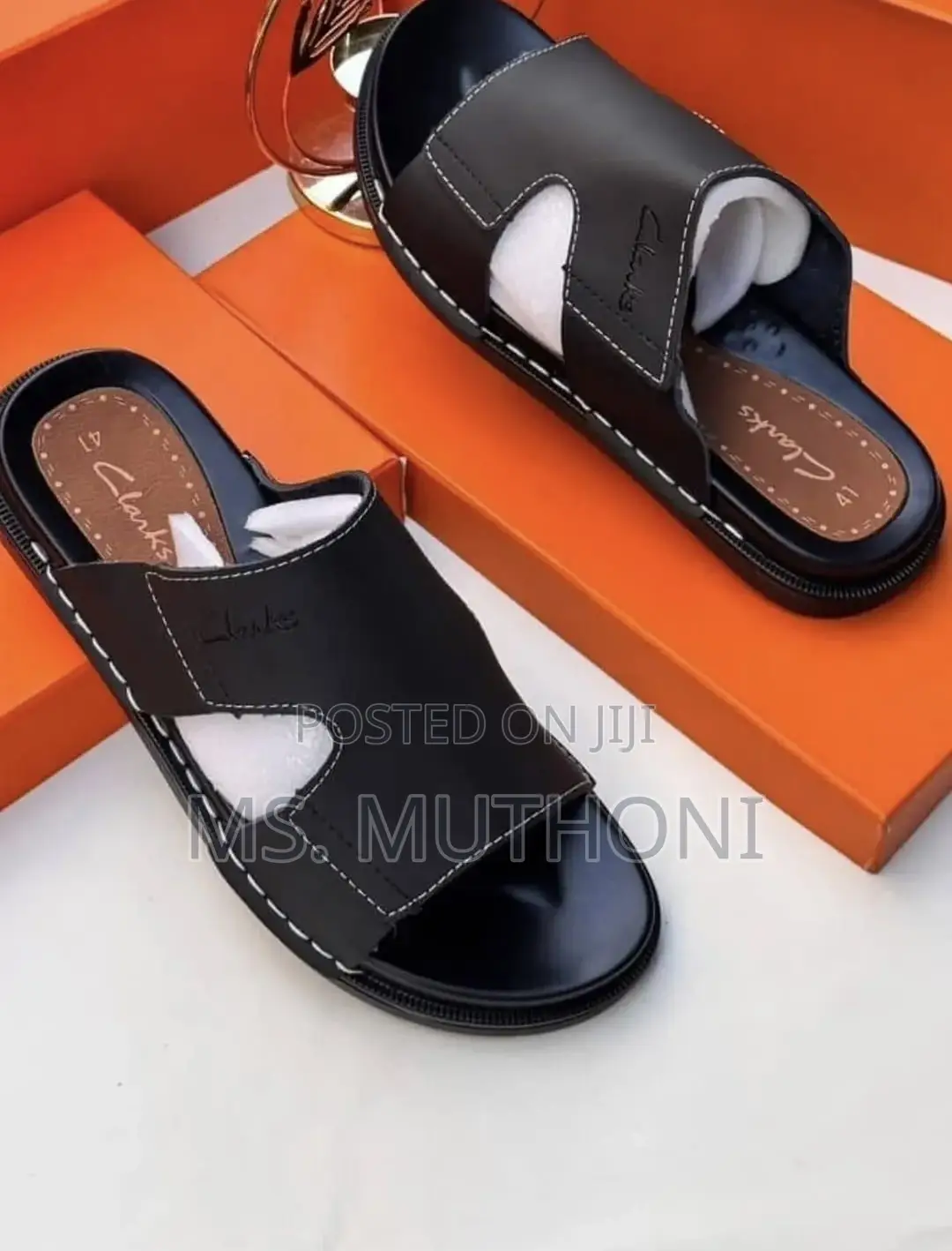 Clarks Heritage Stitch-Down Leather Open-Toe Mules Size 40-45