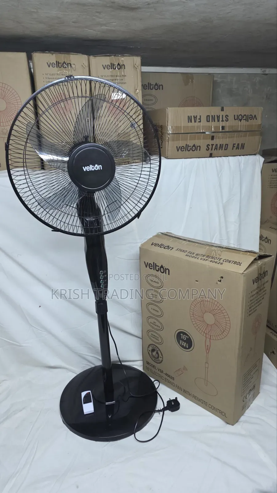 VSF-40626 Black Velton Stand Fan + Remote