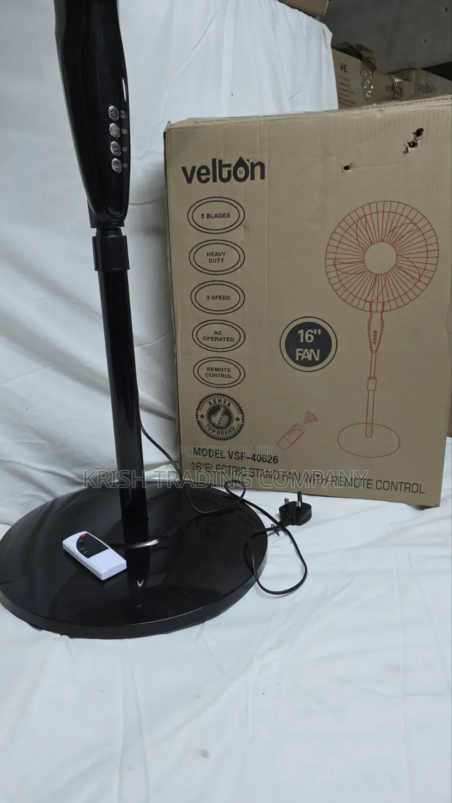 VSF-40626 Black Velton Stand Fan + Remote
