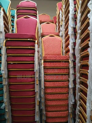 Stackable Banquet Chairs With Gold Frame for Event Conference.