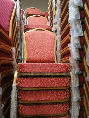 Stackable Banquet Chairs With Gold Frame for Event Conference.