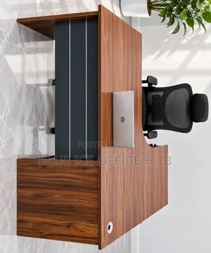 Brown L-Shaped Executive Office Desk.