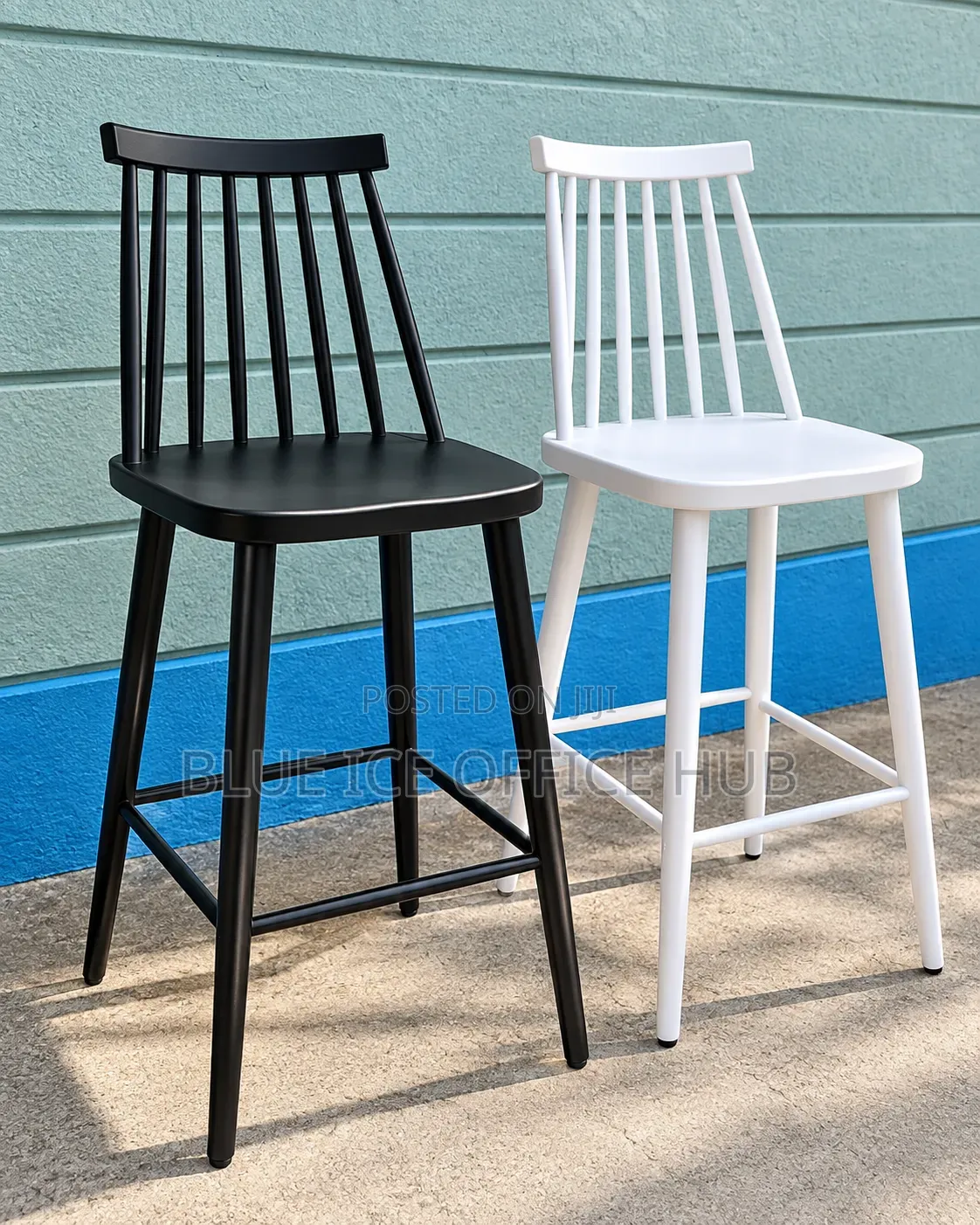 Black White High Kitchen Restaurant Counter Chair.