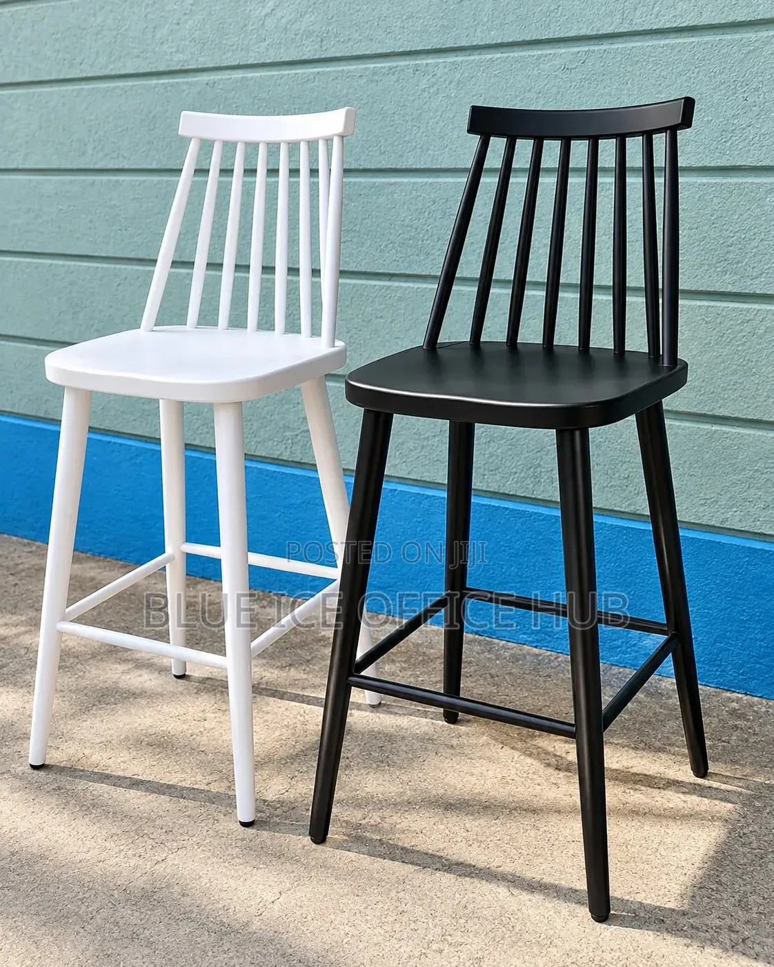 Black White High Kitchen Restaurant Counter Chair.