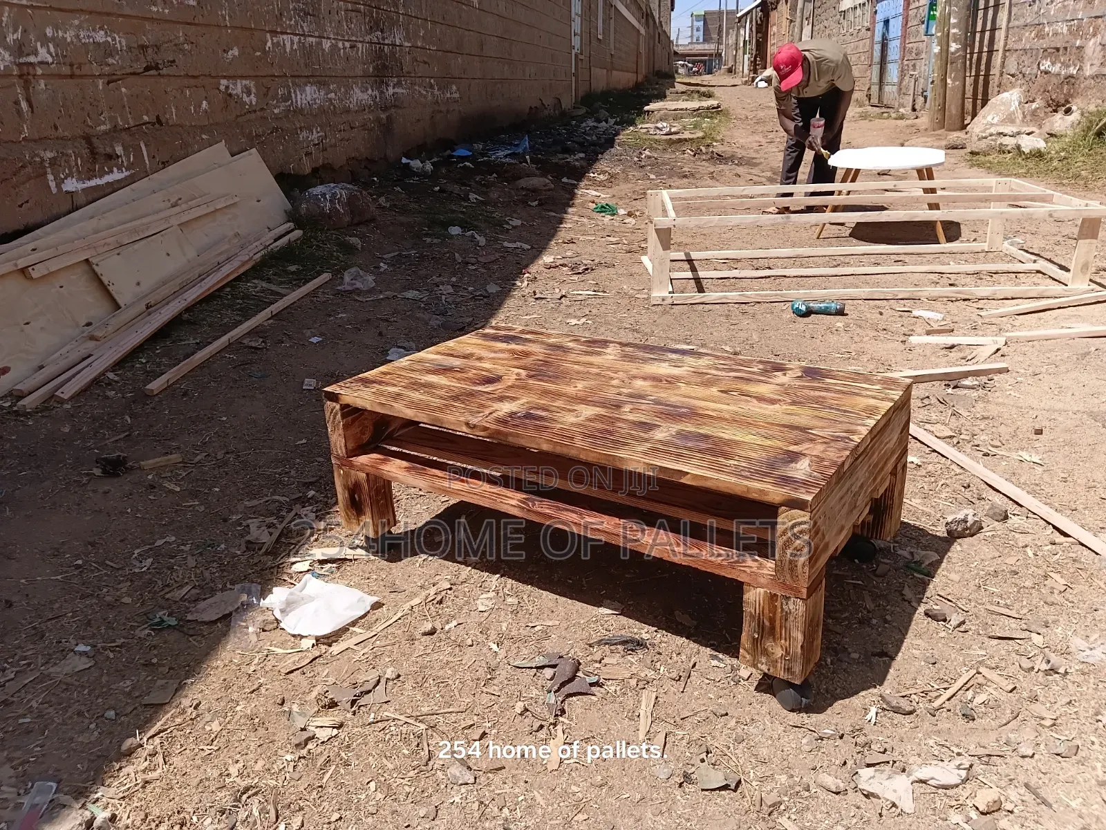 Wooden Rectangular Wheeled Coffe Table .