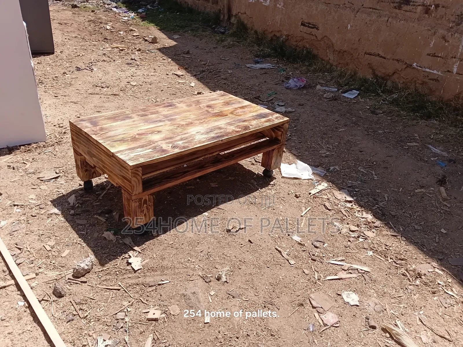 Wooden Rectangular Wheeled Coffe Table .