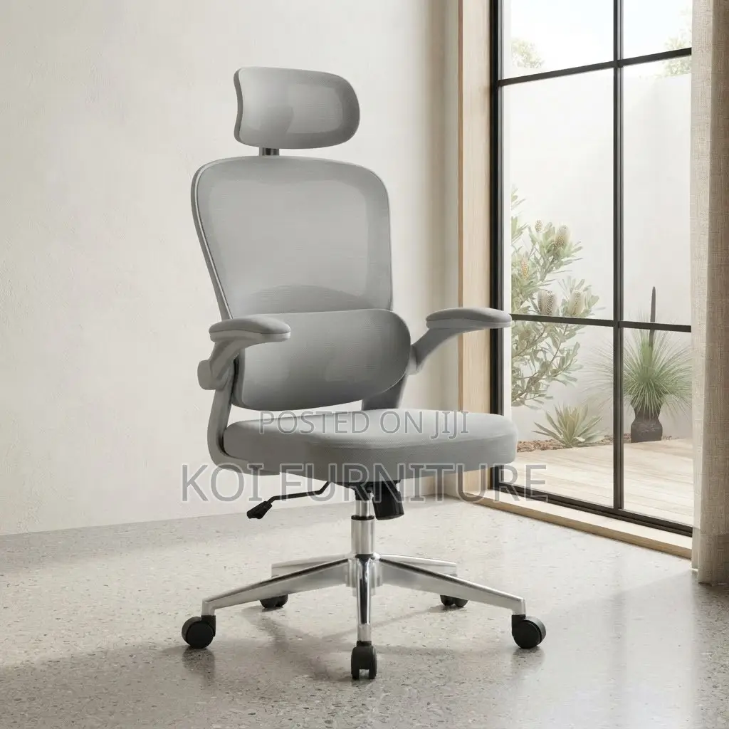 Office Chairs; White Fabric Orthopedic Mesh Backrest Chair