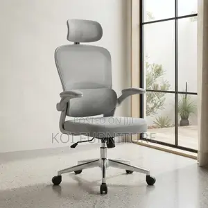 Office Chairs; White Fabric Orthopedic Mesh Backrest Chair
